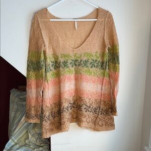 Free People Alpaca‎ Blend Earthy Tones Trapeze Knit Sweater S/P